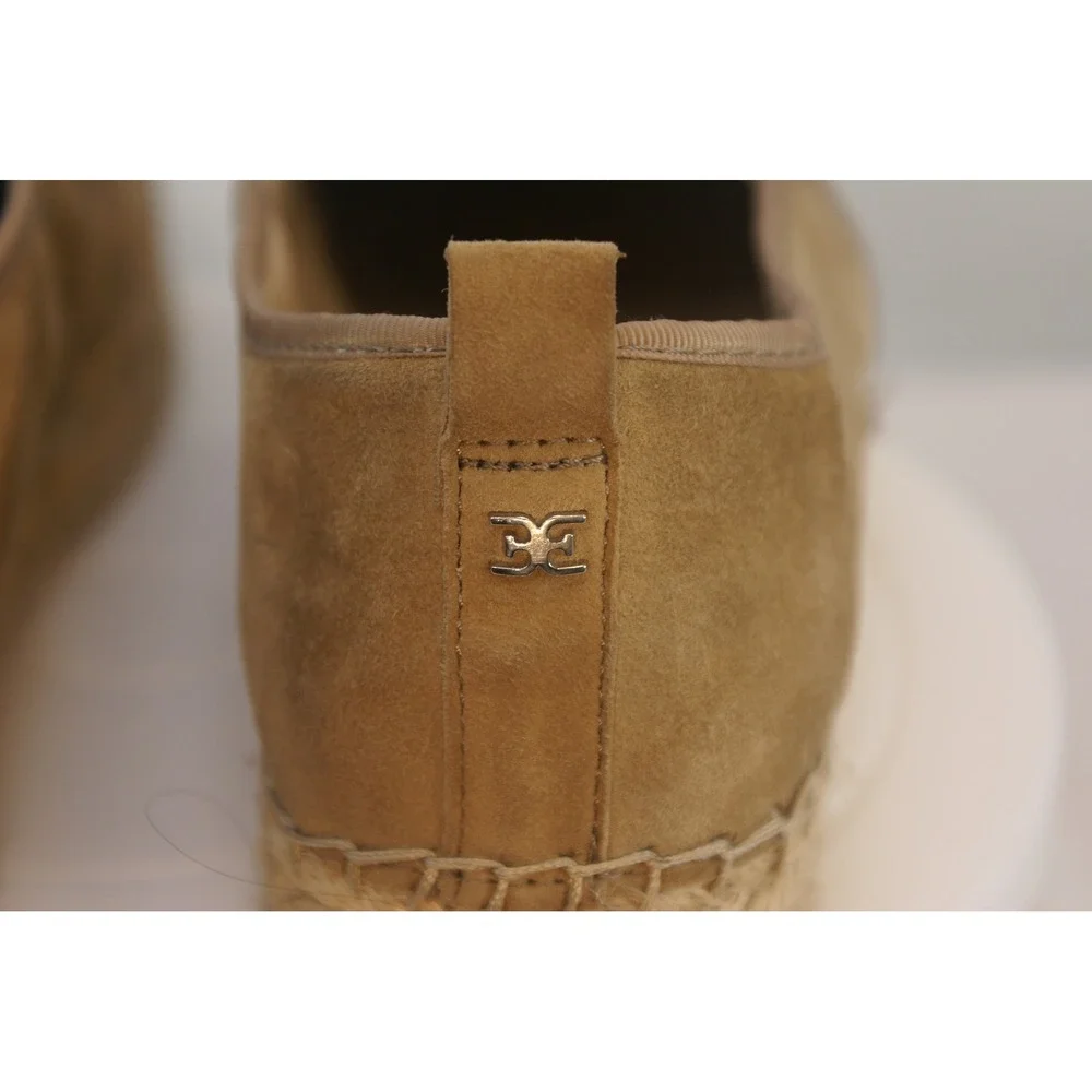 Sam‎ Edelman Suede Espadrille Slip On Flats Tan Camel Jute Platform Womens 11
